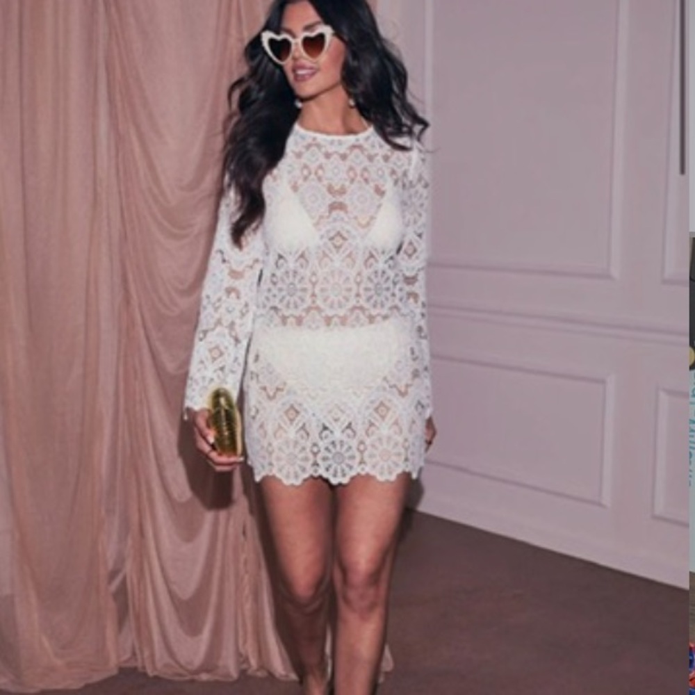 bride and bloom floral lace cover up mini dress vici